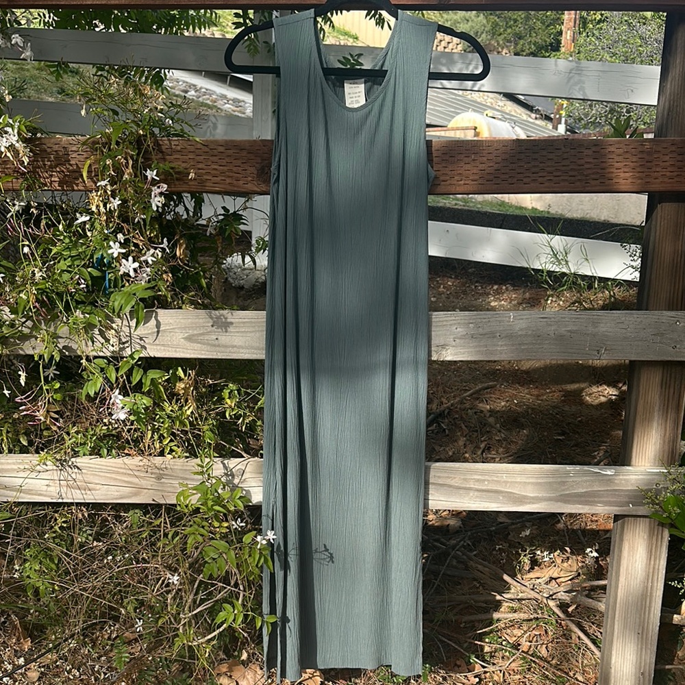 Vintage Green Casual Rayon Sleeveless Dress